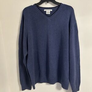 Knightsbridge Men's Dark Blue Navy Pullover V Neck Sweater Size XL 100% Cotton